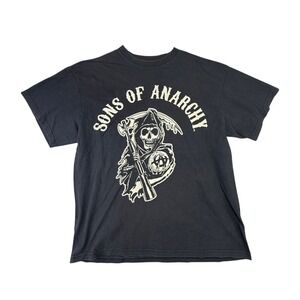 Sons of Anarchy Grim Reaper Skull Logo Black T Shirt Men's Large